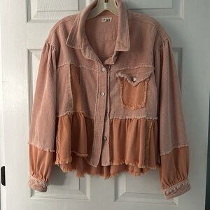POL Corduroy/Pink denim shacket jacket -NWOT